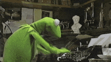 kermit furiously typing