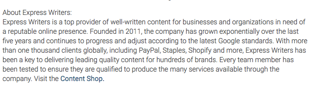 Company info screenshot