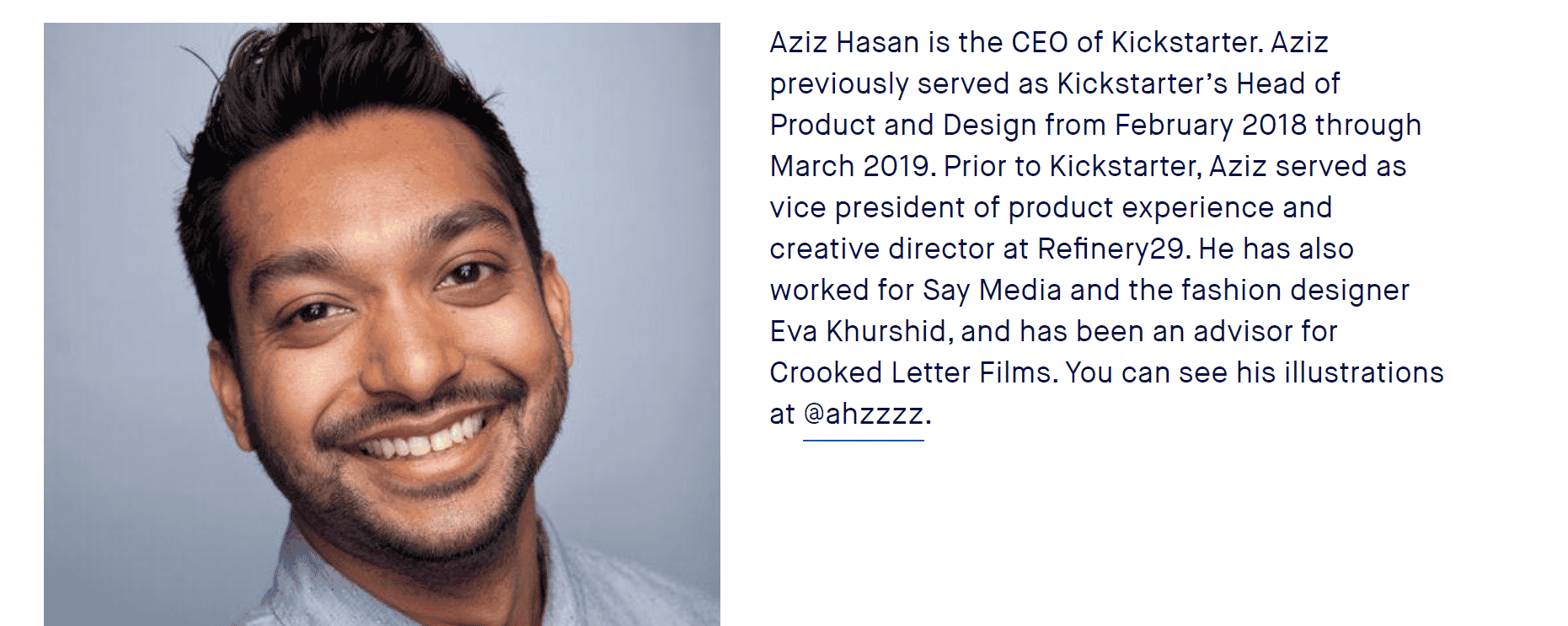 Press kit bio example