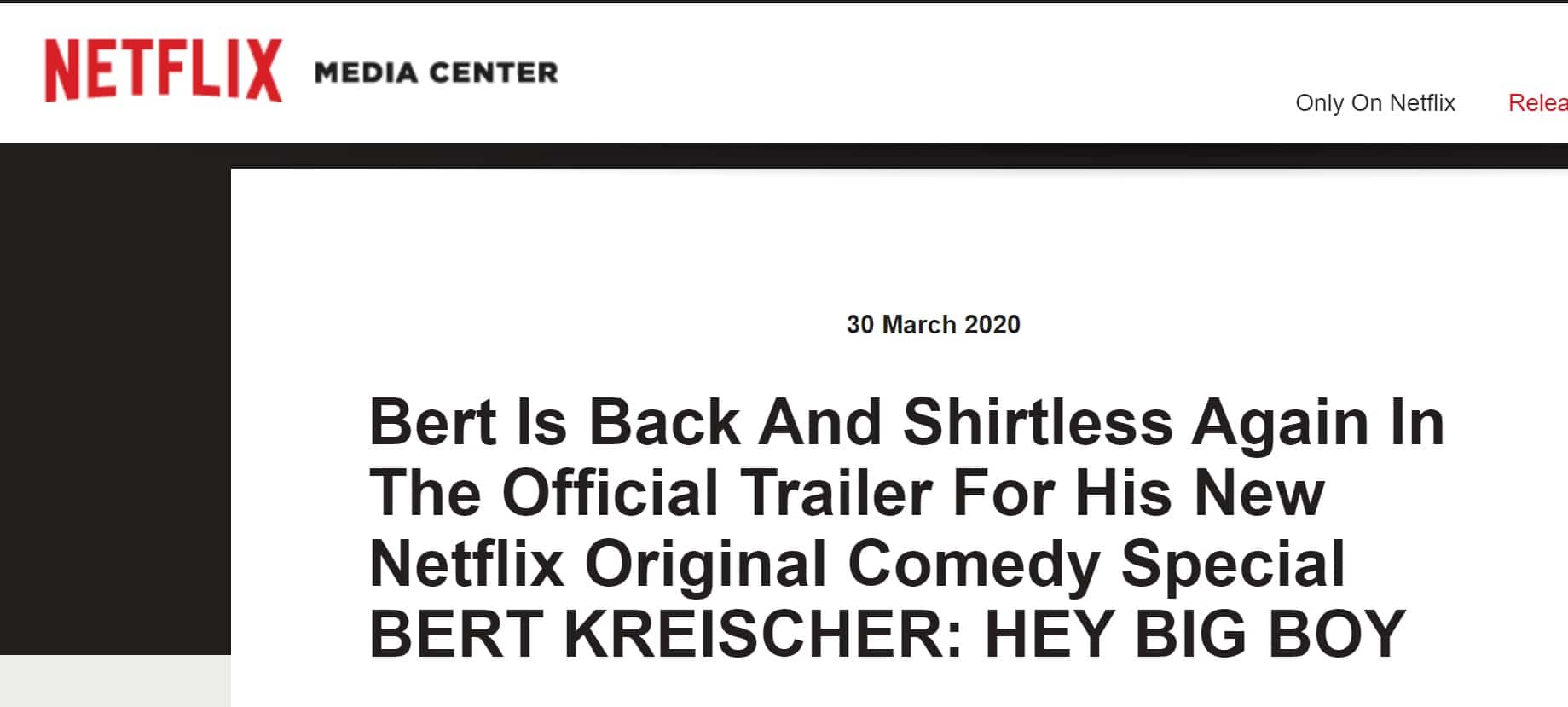 Netflix press release headline