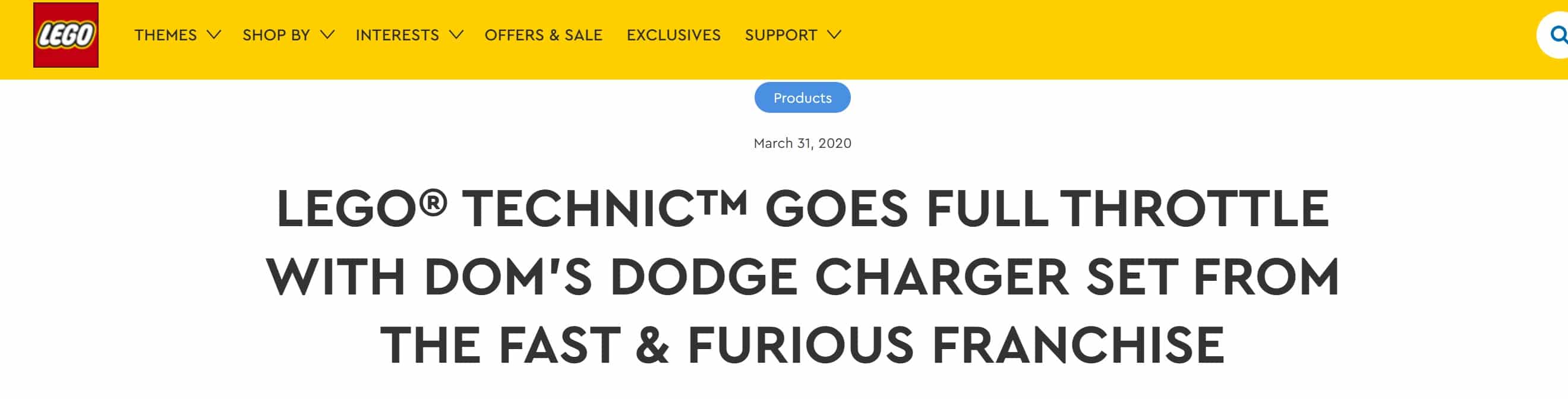 Lego press release headline