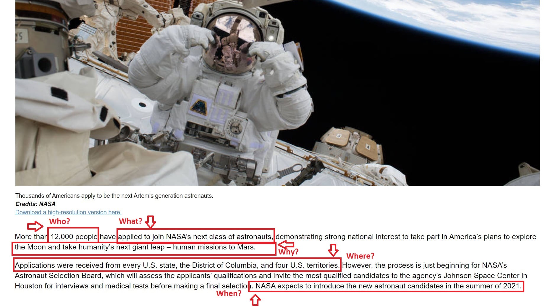 NASA press release