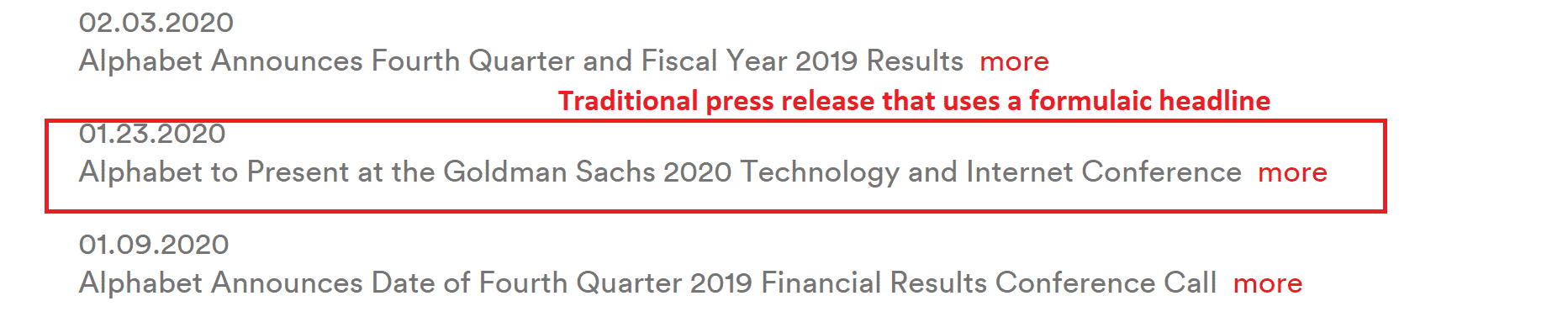Press release mistake - boring headline