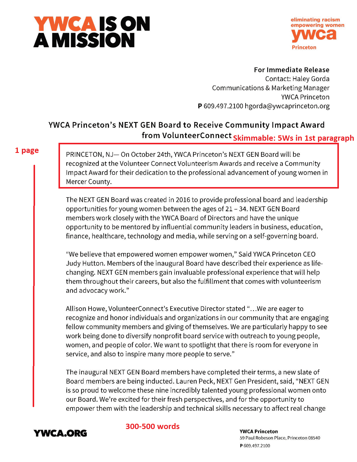 Correct press release format