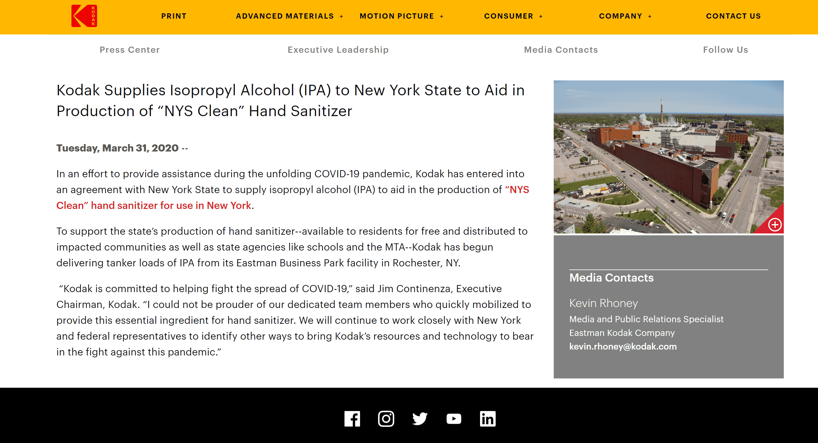 Professional press release using AP style