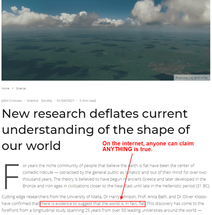 misinformation in a blog post