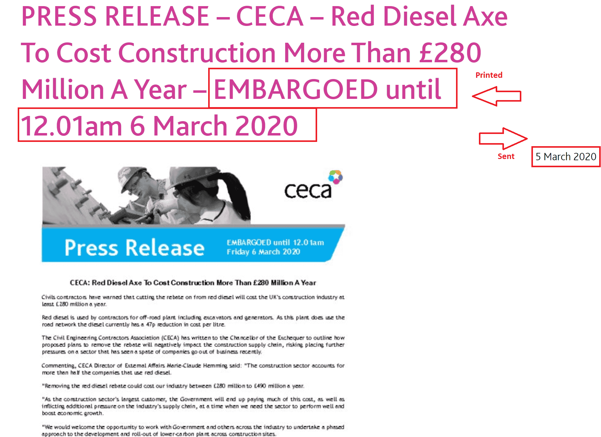 Press release embargo