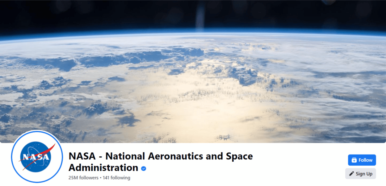 NASA facebook profile