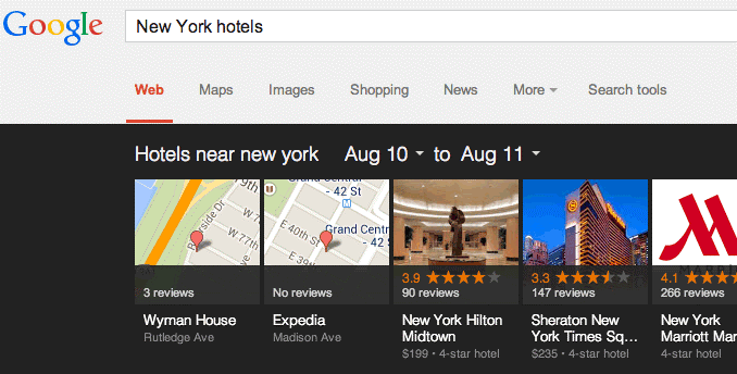 New York hotels search