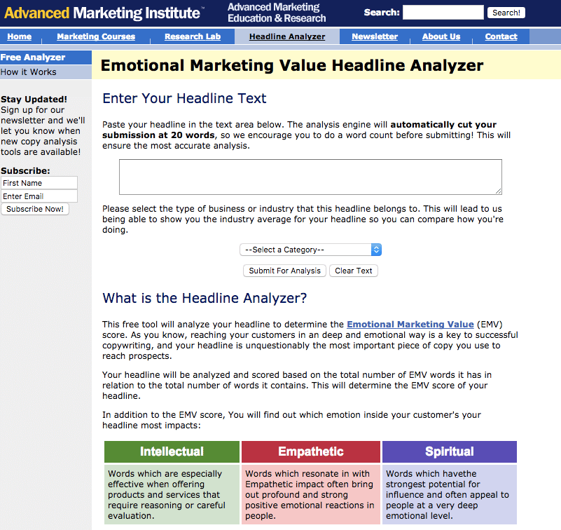 AMI Headline Tool