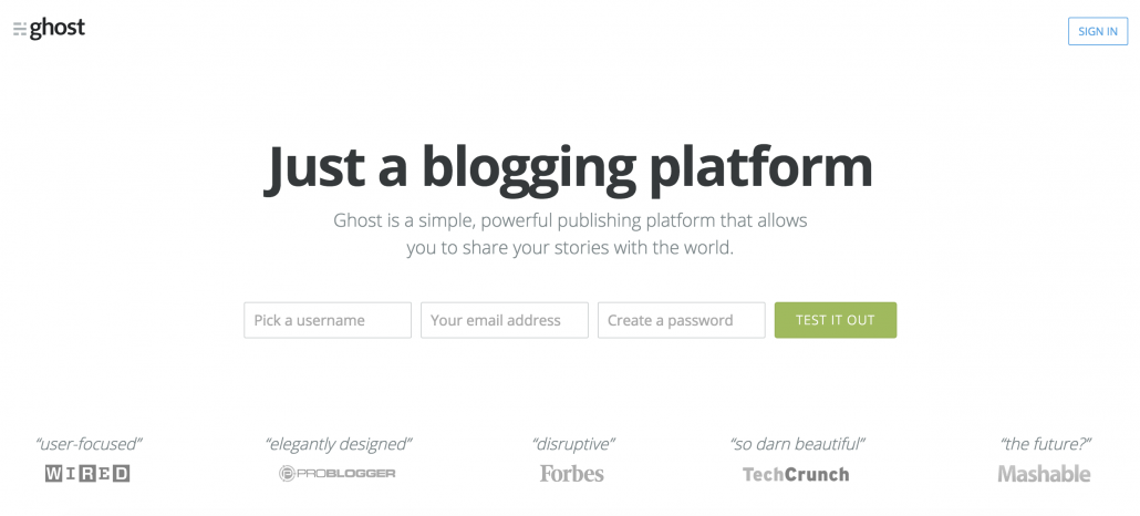 ghost blogging platform