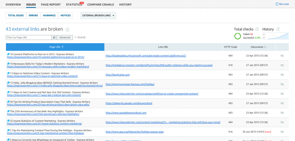 Here's a screenshot we did to illustrate a recent post about content auditing.