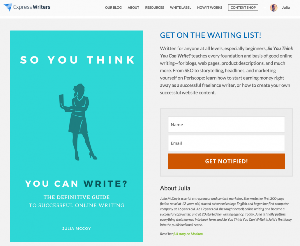 so you think you can write landing page