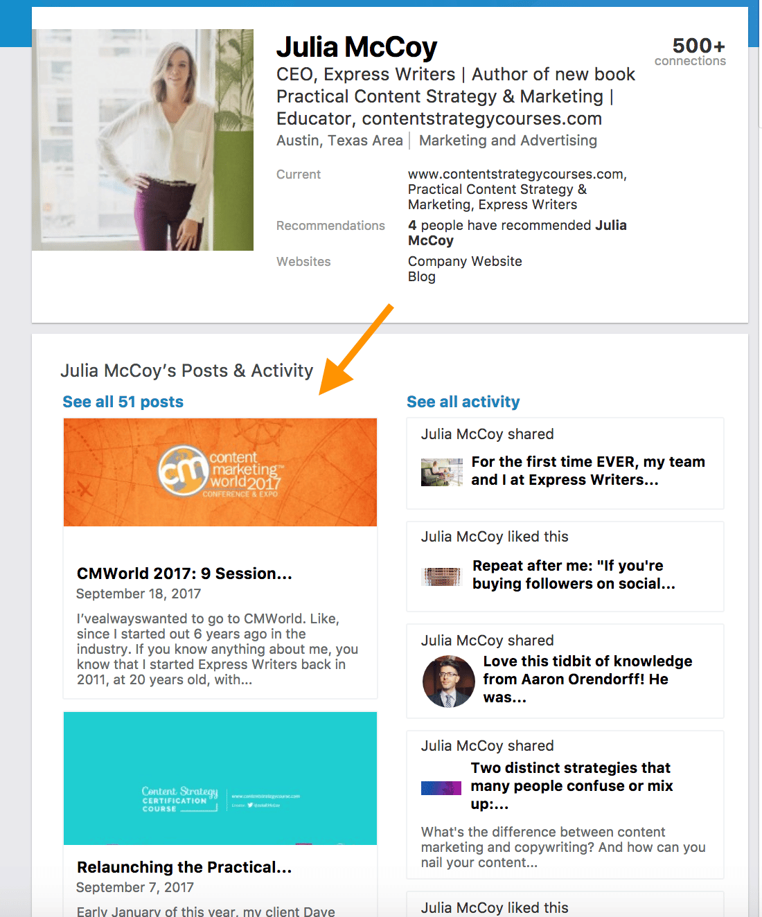 linkedin new posts section