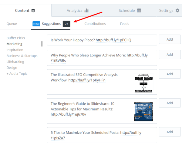 buffer suggestions