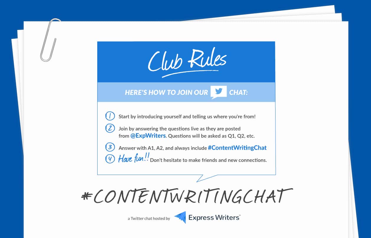 Twitter chat rules for #ContentWritingChat