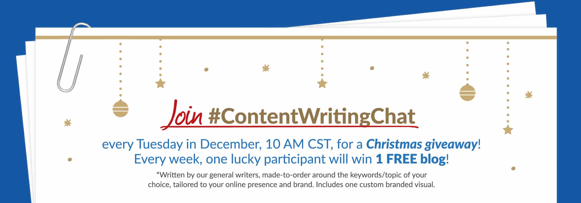 #contentwritingchat giveaway