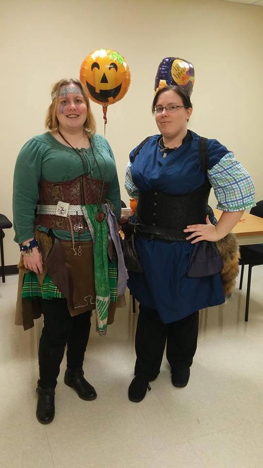 Fellow LARPer Kathleen Burns (right) works at SEMrush. We make a great team in part due to the leadership roles we take on in LARPs. Here we are celebrating Halloween as our LARP characters. Photo: SEMrush.