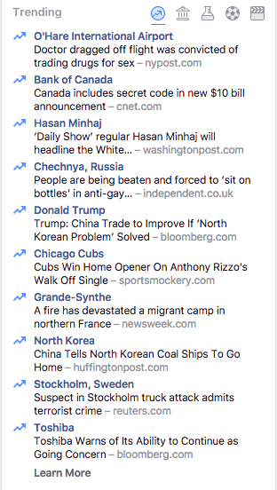 Facebook screenshot