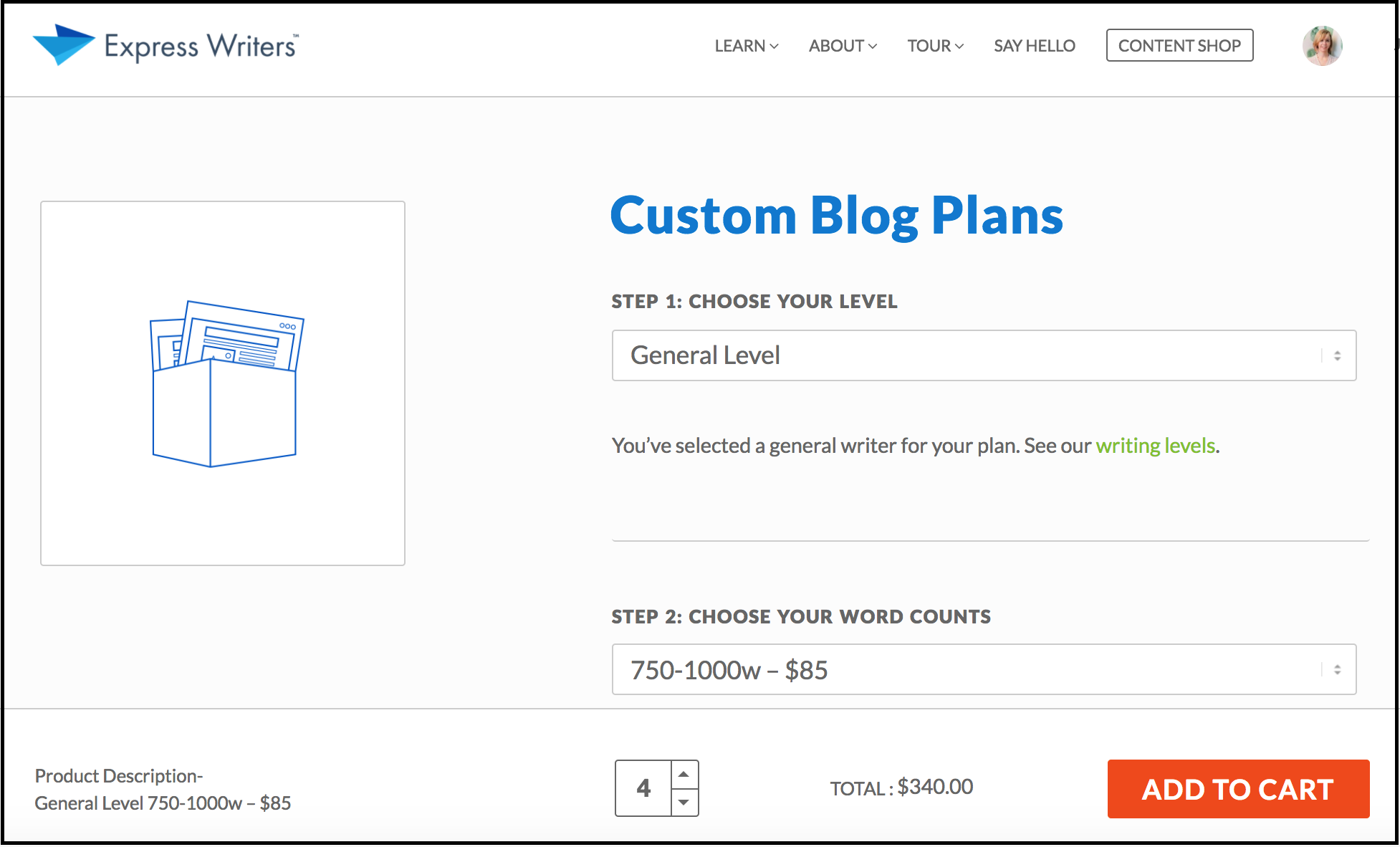 custom blog plans screenshot