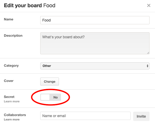 Secret board screenshot