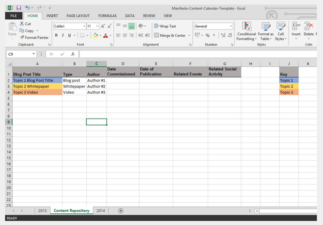 content calendar