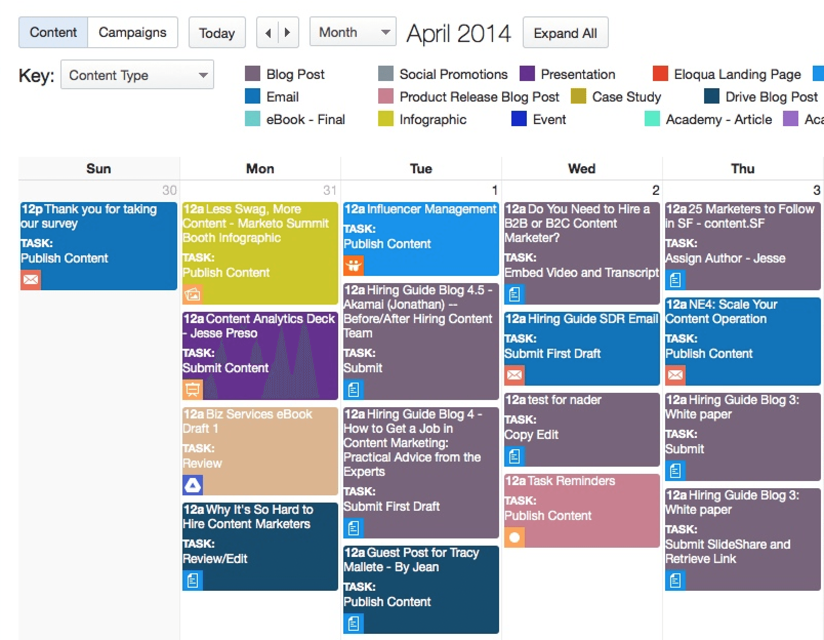 kapost content calendar example