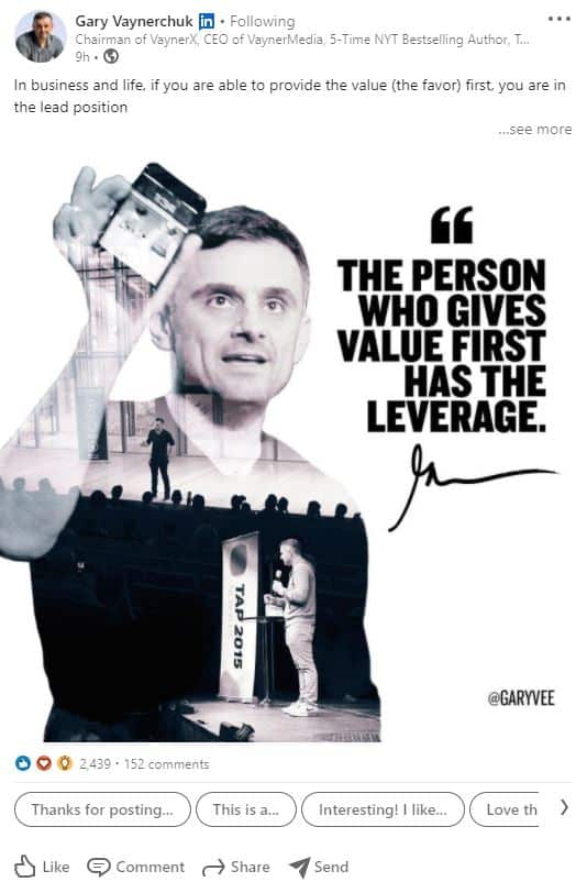 linked in post by gary vaynerchuk