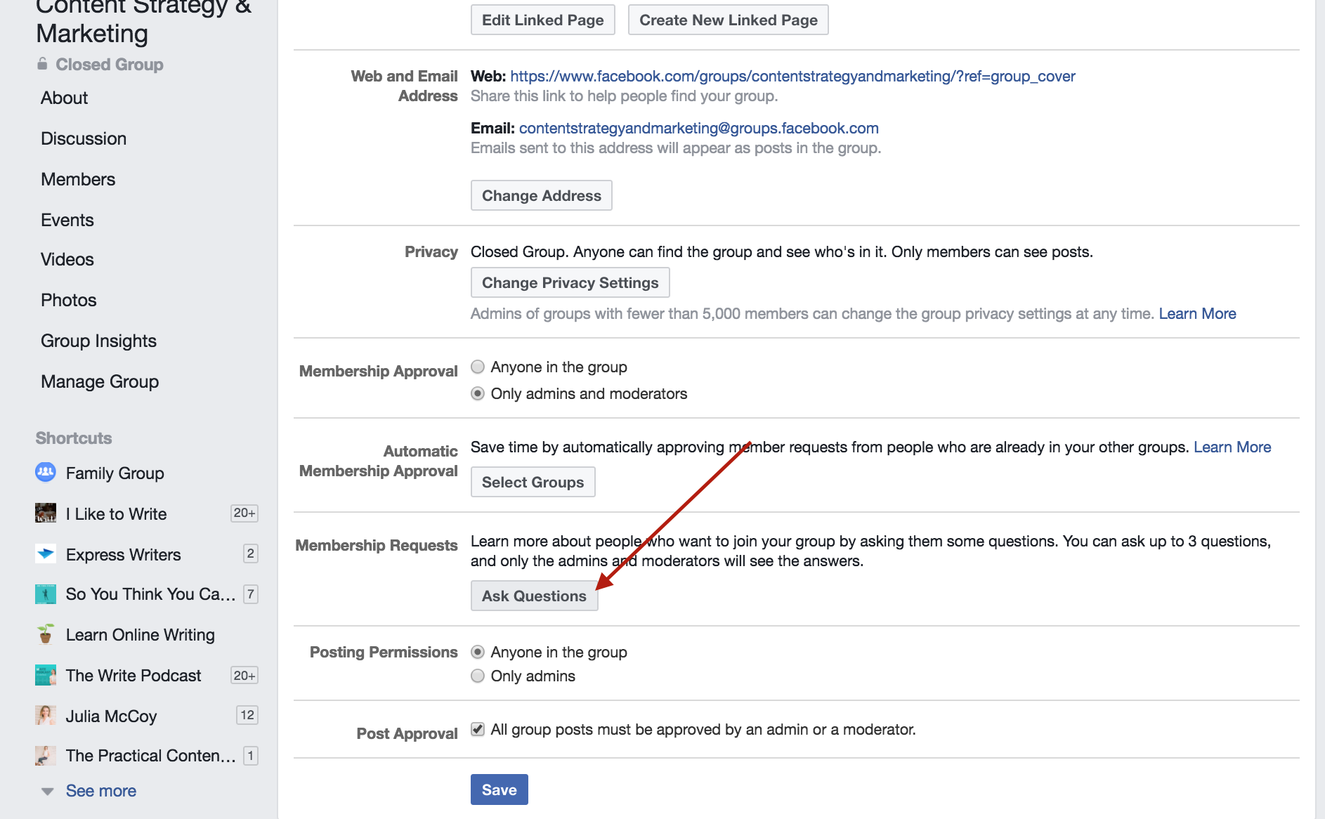 fb group questionnaire