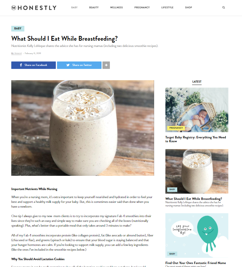 honestly blog content