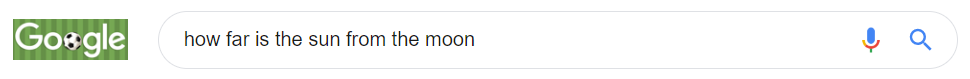"How far is the sun from the moon" typed in Google's search box.