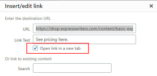 wordpress open link in new tab