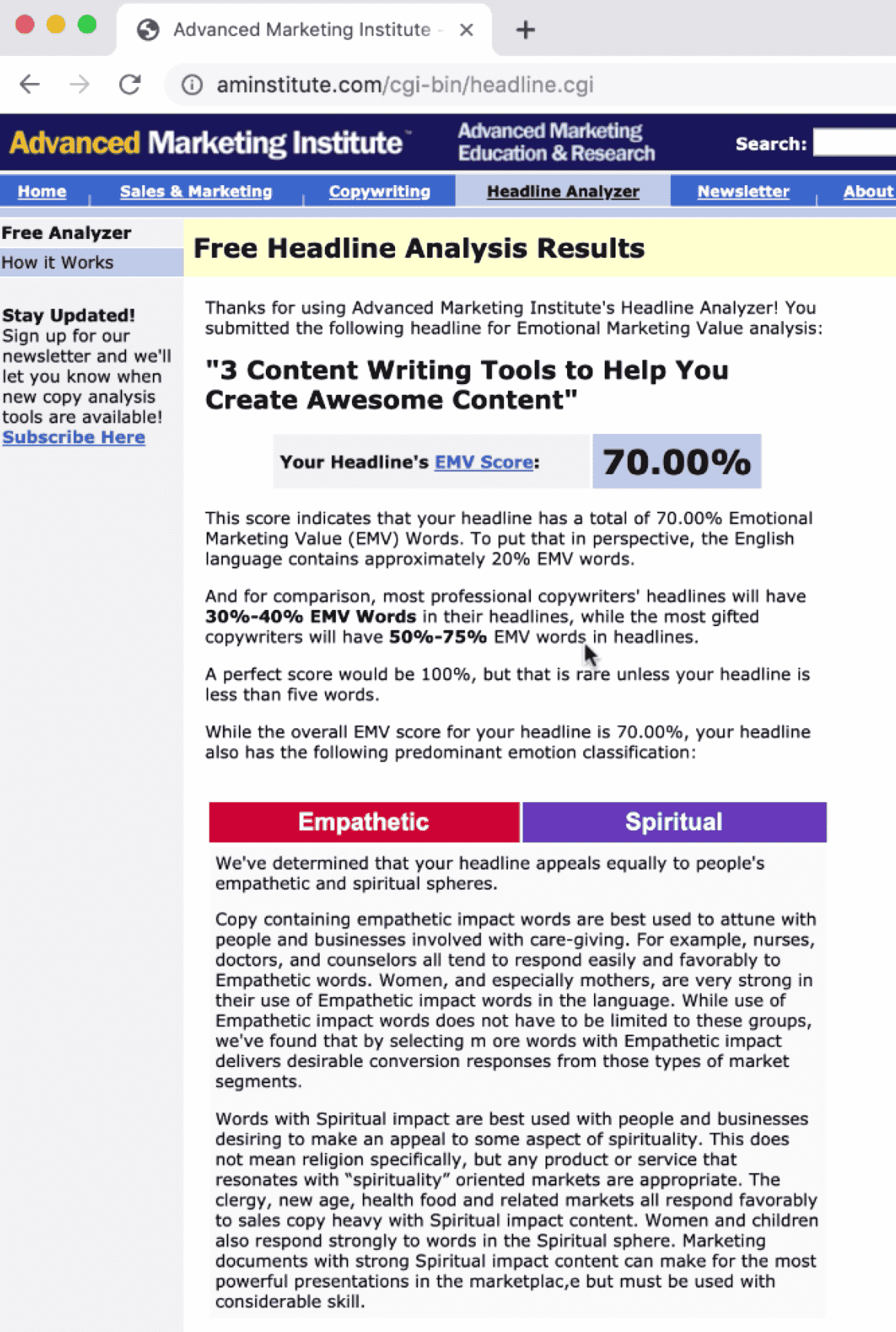 advanced marketing institute headline analyzer