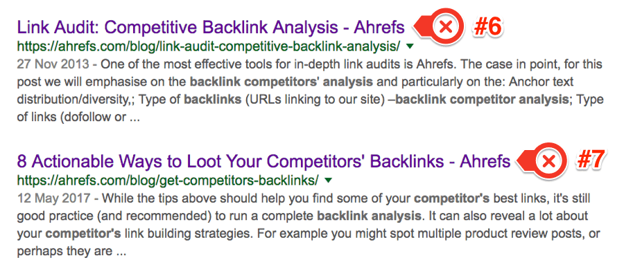 keyword cannibalization example ahrefs