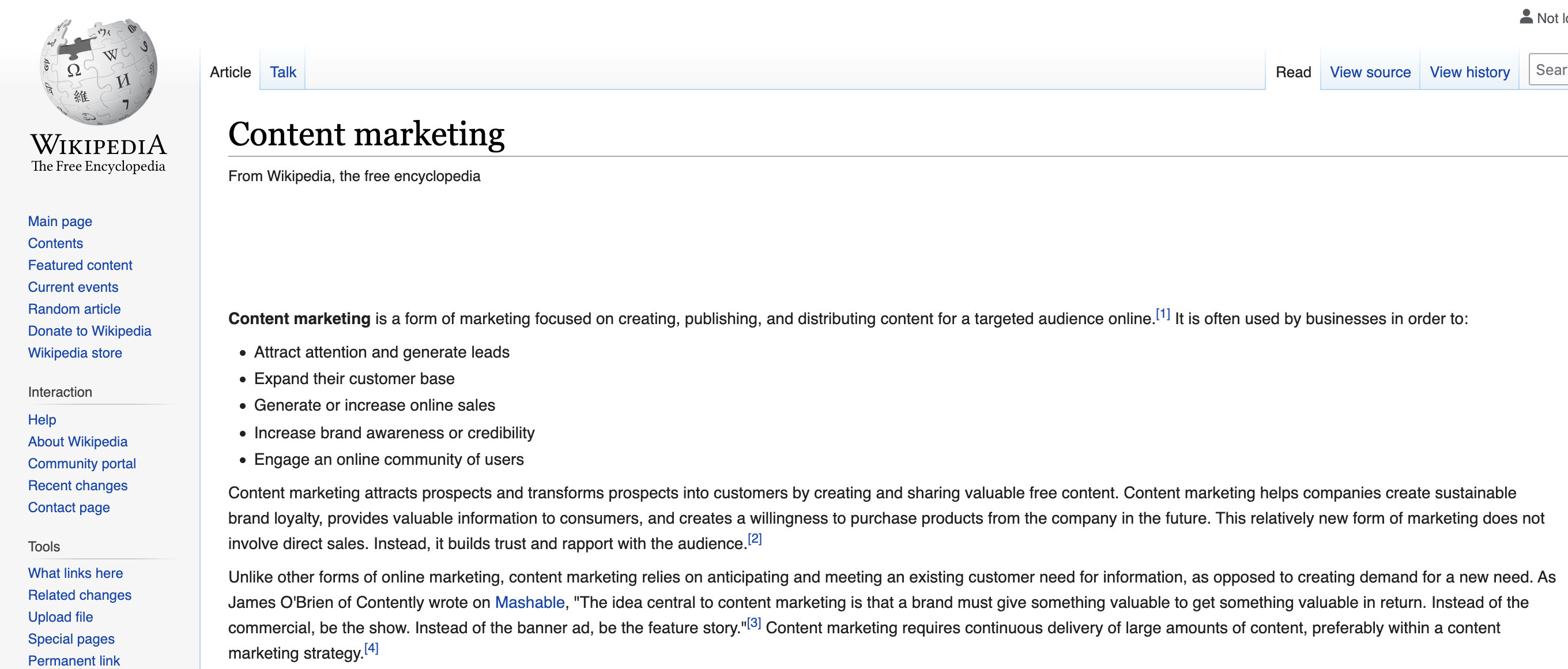 content marketing definition wikipedia