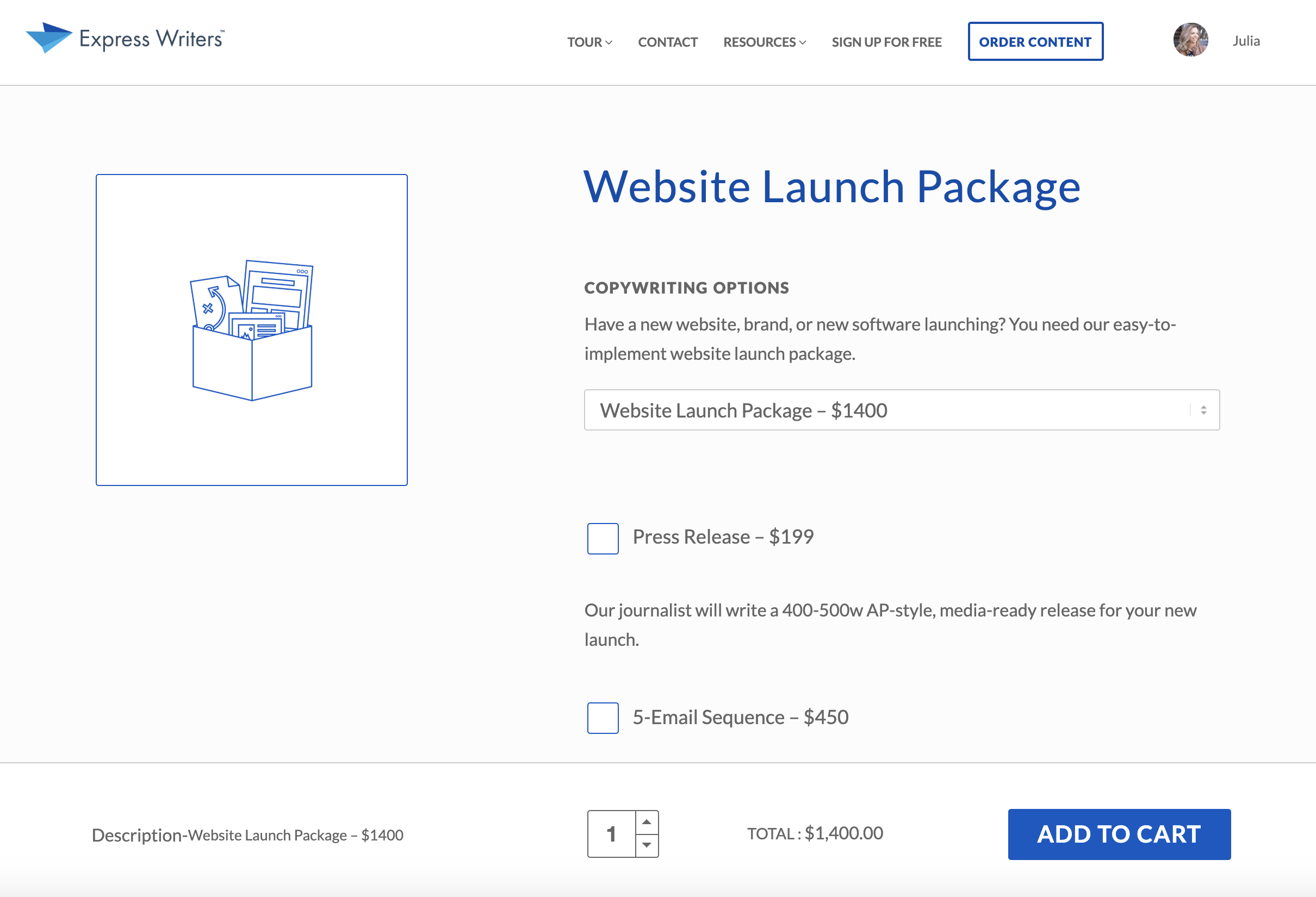 website launch package