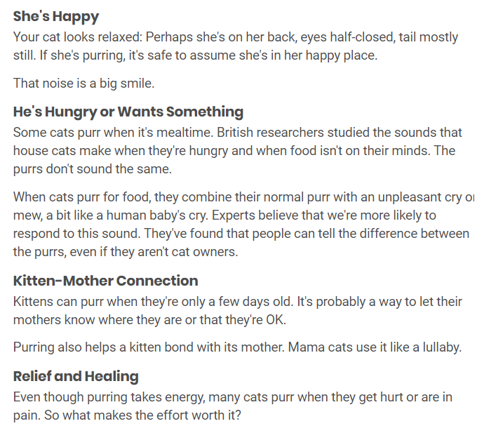 WebMD cats purring