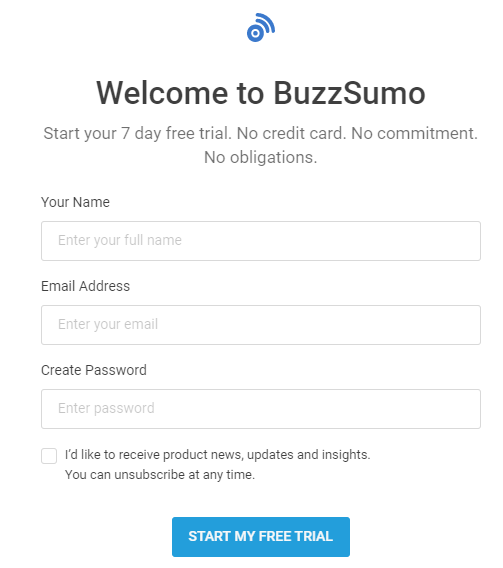 buzzsumo landing page