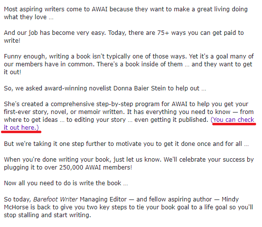 email from AWAI