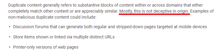 Google on duplicate content