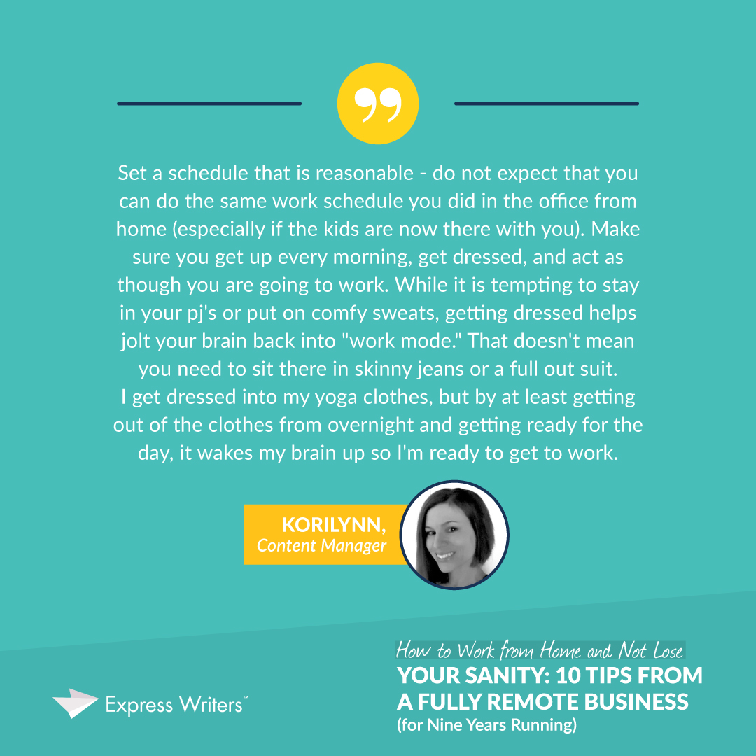 work from home tips from Korilynn