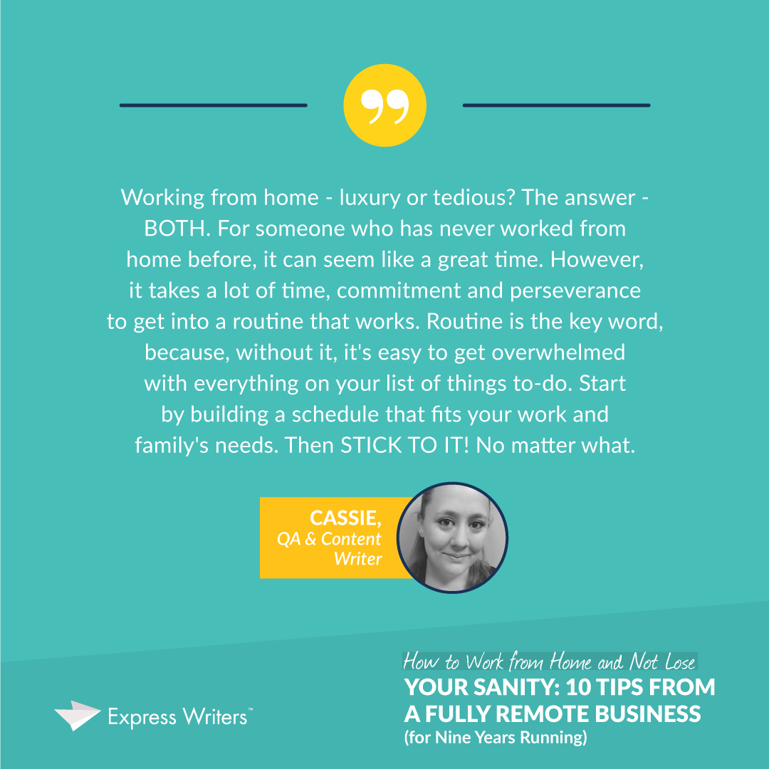 work from home tips from Cassie