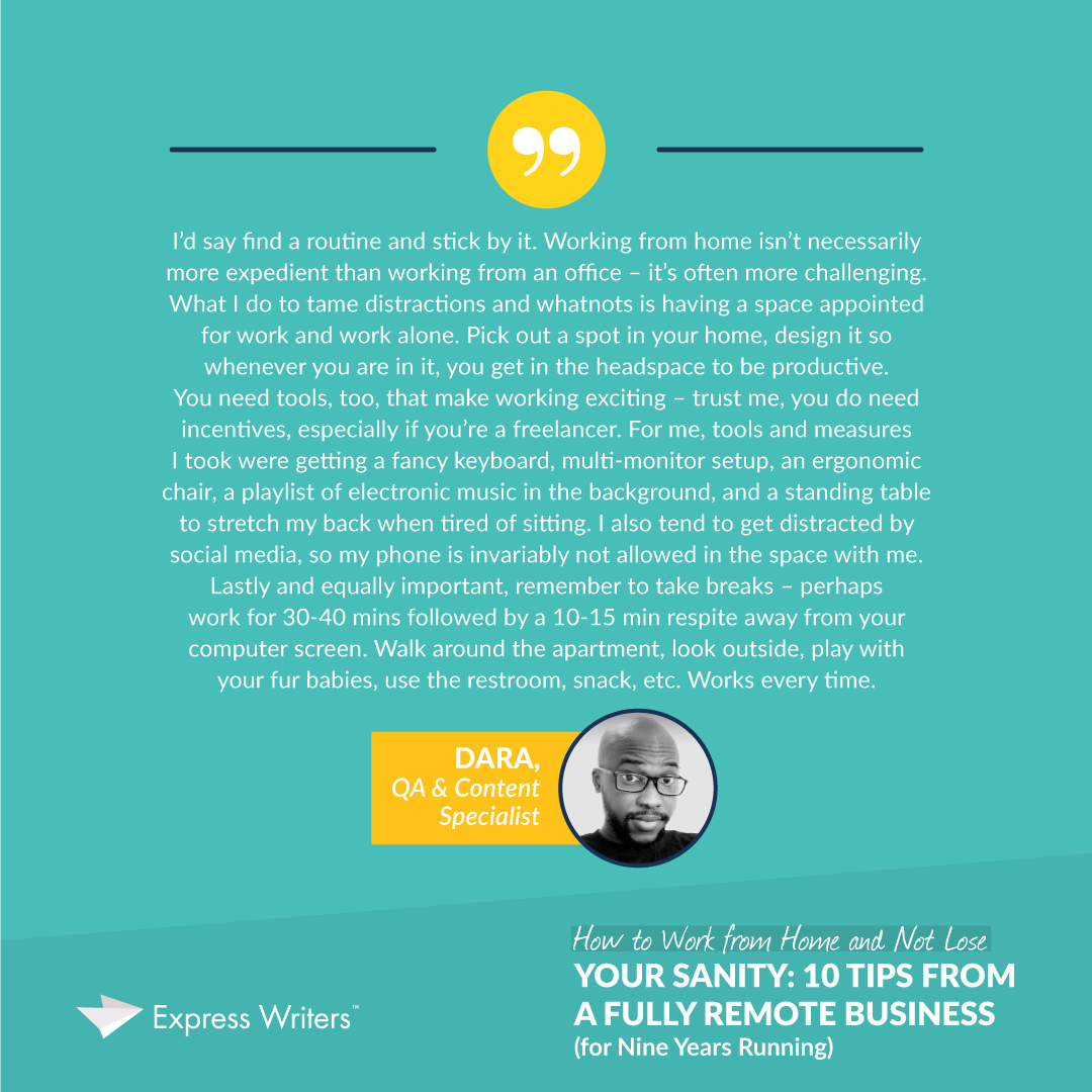 Tips for working from home from Dara