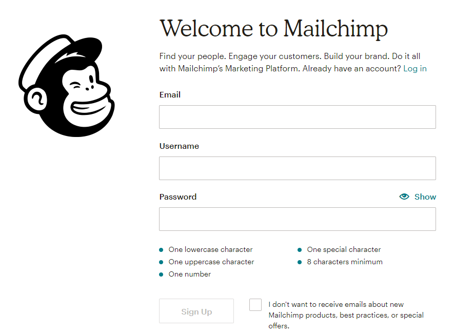 Mailchimp sign-up