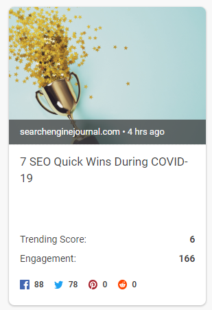 BuzzSumo trending topic result