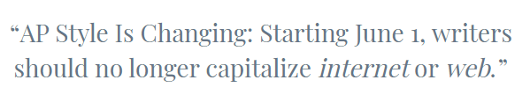 AP Style decapitalizes web