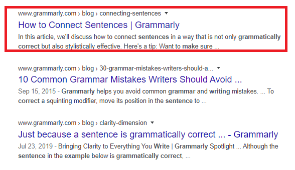 Google results how to connect sentences