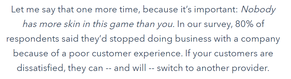 80% of customers leave bc of bad customer service
