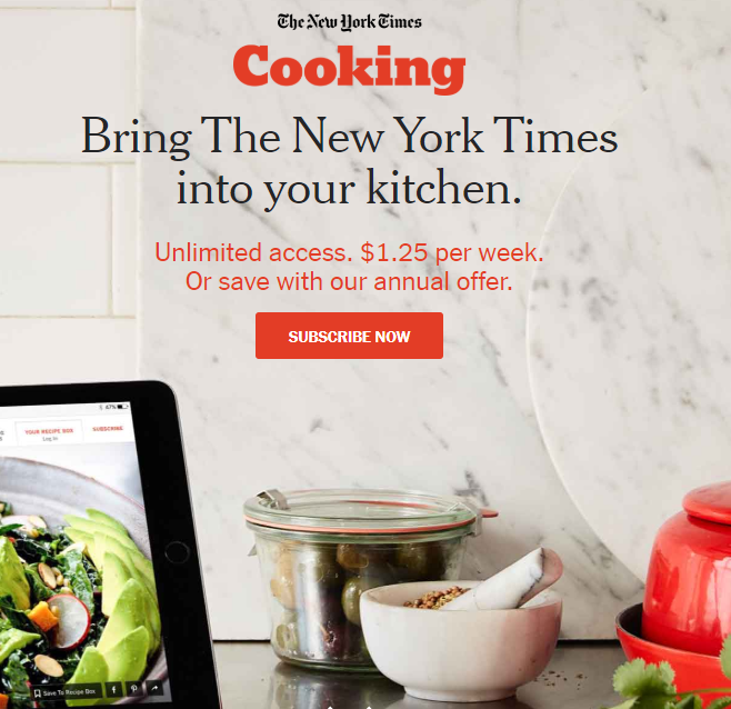 NYT cooking subscription