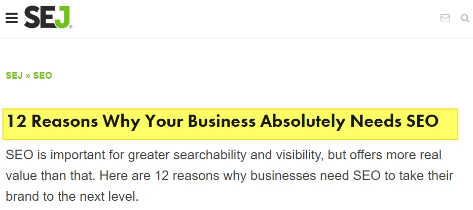 catchy article title SEJ